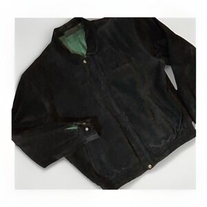 VTG Galleria Leather Suede jacket Men's XL Black/green